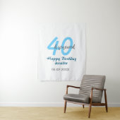 40歳 お誕生日おめでとう 名前 日付 青 太字 ナンバー タペストリー (インサイチュ)