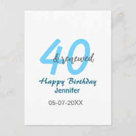 40歳 お誕生日おめでとう 名前 日付 青 太字 ナンバー ポストカード