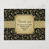 40歳 ゴールド/ブラック 誕生日ナンバーパターン ポストカード (正面)