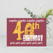 40歳 サプライズ バースデー レッド ゴールド モダン S305 招待状 (スタンド正面)