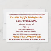 40歳 サプライズ バースデー レッド ゴールド モダン S305 招待状 (裏面)