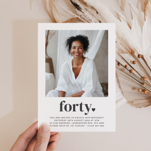 40歳 ハートスクエア フォト バースデー 招待状