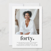 40歳 ハートスクエア フォト バースデー 招待状 (正面)