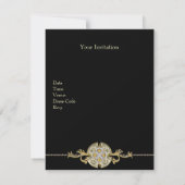 40歳 & ファビュラス ブラックゴールドジュエリートリム 誕生日 招待状 (裏面)