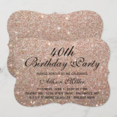 40歳 ローズゴールド グリッター ファブ グラム 誕生日パーティー 招待状 (正面/裏面)
