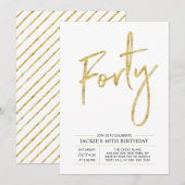 40歳 現代ゴールド 40歳の誕生日パーティー招待状 招待状 (正面/裏面)