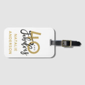 40歳、素晴らしい金ゴールドと黒の誕生日  ラゲッジタグ (正面横)