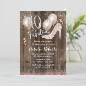 40歳 誕生日 おしゃれ ローズゴールド ハイヒール バーンバスウッド パーティ 招待状 (スタンド正面)
