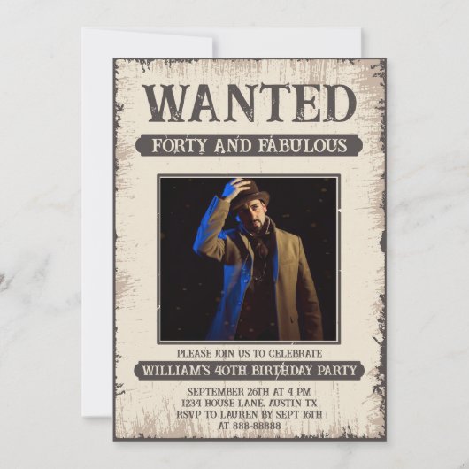 40歳 面白い レトロ ヴィンテージ 四十周年 誕生日 招待状 (正面)