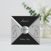 40歳 黒白 誕生日パーティー 招待状 (スタンド正面)