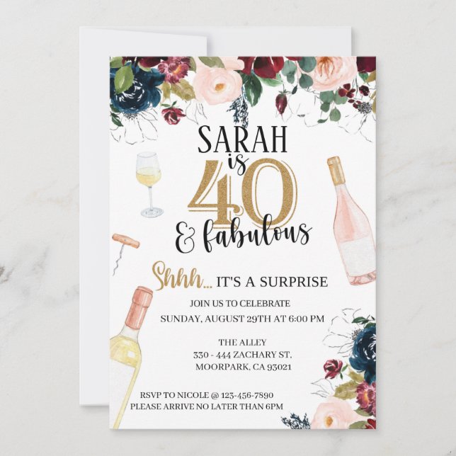 40歳、40歳の誕生日、ワインパーティー、サプライズ (正面)