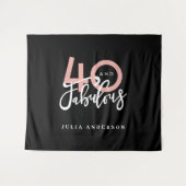 40歳 fabulous ピンクとミントのガーリーな誕生日 タペストリー (正面(横))