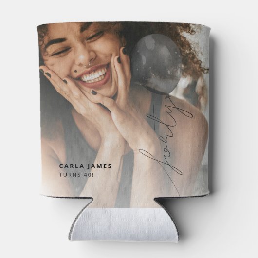 40気球の文字列 | 写真40th Birthdayパーティー 缶クーラー (裏面)