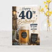 40男のビール誕生日 カード (黄色い花)