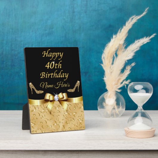 40番パーソナライズされた誕生日の贈り物。 フォトプラーク (側面)