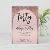 40番目のグリッターバラ金ゴールドフレイクアーチ誕生日招待状 招待状 (スタンド正面)