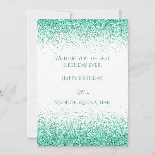 40番目のグリーングリッタータイポグラフィ誕生日カード カード (裏面)