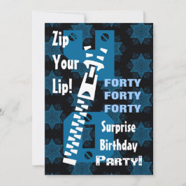 40番目のサプライズ誕生日ブルースターズジッパーW1685 招待状