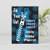 40番目のサプライズ誕生日ブルースターズジッパーW1685 招待状 (スタンド正面)