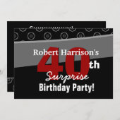 40番目のサプライズ誕生日白黒V541 招待状 (正面/裏面)