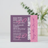 40番目のサプライズ誕生日紫とピンクの模様 招待状 (スタンド正面)