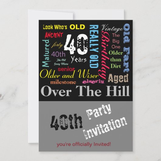 40番目のハッピーバースデーのグラフィティスタイル 招待状 (正面)