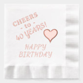 40番目のハッピーバースデーハート名Any Age 箔ナプキン (正面)