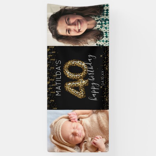 40番目のハッピーバースデーフォトバナー 横断幕 (縦)