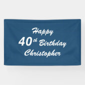 40番目のハッピーバースデー名をカスタマイズする青い格子縞 横断幕 (横)