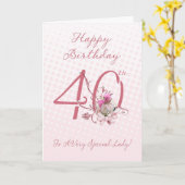 40番目の誕生日カード – ピンクのバラ – とても特別な カード (黄色い花)