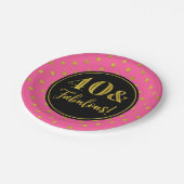 40番目の誕生日パーティーピンクブラック金ゴールドドット ペーパープレート (アングル)