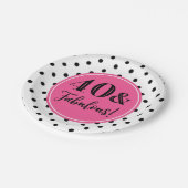 40番目の誕生日パーティーピンク白黒点 ペーパープレート (アングル)