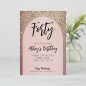 40番目の金ゴールドグリッターアーチ誕生日招待状 招待状 (スタンド正面)