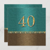 40番目の青褐色のエレガントパーティー 招待状 (正面/裏面)