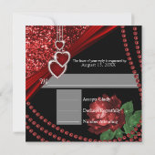 40番目のRuby RedグリッターとバラRSVP 招待状 (裏面)