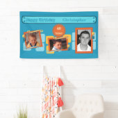 40番目男性への写真の名前を追加青パーティー 横断幕 (インサイチュ)