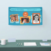 40番目男性への写真の名前を追加青パーティー 横断幕 (トレードショー)