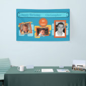 40番目男性への写真の名前を追加青パーティー 横断幕 (トレードショー)