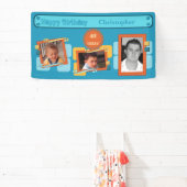 40番目男性への写真の名前を追加青パーティー 横断幕 (インサイチュ)