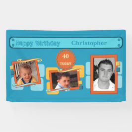 40番目男性への写真の名前を追加青パーティー 横断幕