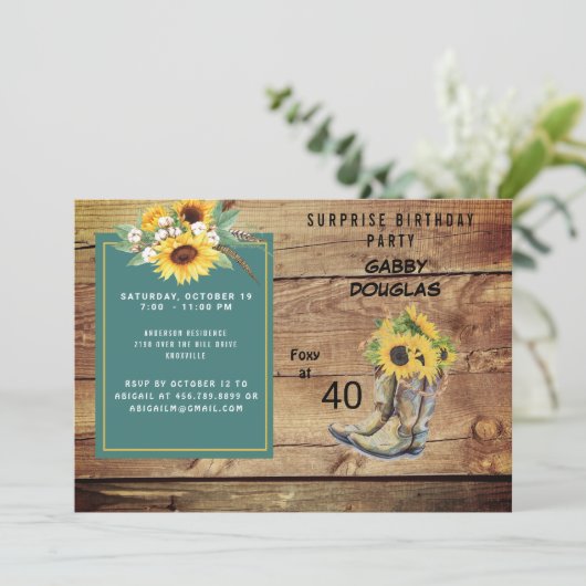 40番目素朴の誕生日ひまわりパーティー 招待状 (スタンド正面)