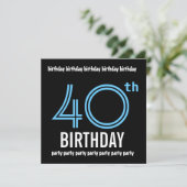 40白黒ブルー誕生日パーティーテンプレート 招待状 (スタンド正面)