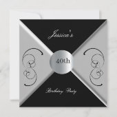 40白黒誕生日パーティーの招待状 招待状 (正面)