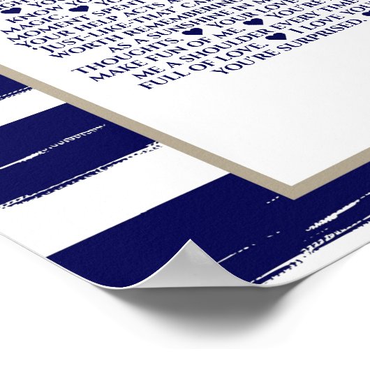 40私たちはあなたについての愛する海軍のストライプピンクのバラ ポスター (角)