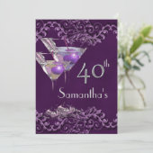 40第40エレガントなヴィンテージの紫色 招待状 (スタンド正面)
