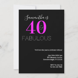 40素敵なネオンピンク40歳の誕生日パーティー 招待状