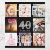 40素敵な誕生日ブラックフォトコラージュ ワインラベル (シングルラベル)