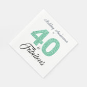 40素晴らしいグリーングリッター40th誕生日パーティー スタンダードランチョンナプキン (角)