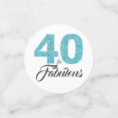 40素晴らしいターコイズブルーグリッター40th誕生日 コンフェッティ (スモール正面)