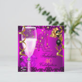 40素晴らしいピンクブラック金ゴールド40thシャンパンパーティー 招待状 (スタンド正面)